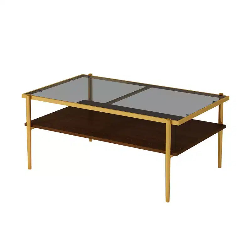 Ensemble de 3 tables basses et tables d'appoint, tables modernes en verre avec étagère de rangement en MDF et pieds en métal robustes pour le salon