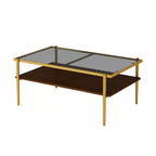 Ensemble de 3 tables basses et tables d'appoint, tables modernes en verre avec étagère de rangement en MDF et pieds en métal robustes pour le salon