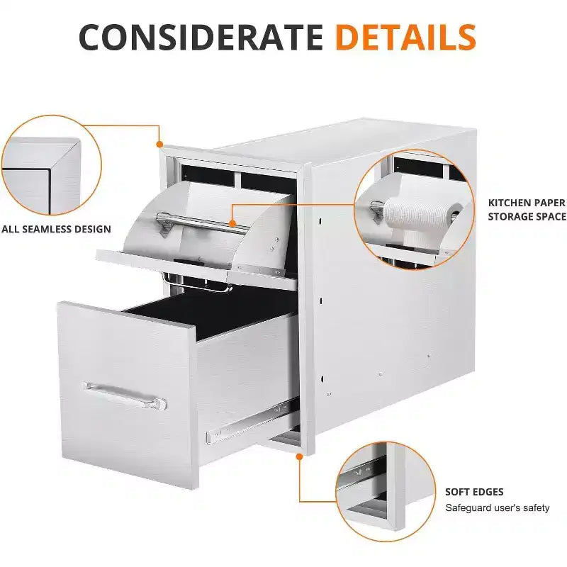Acekool 16 tiroirs de cuisine triples avec porte-serviettes en papier