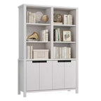 Bibliothèque haute de 179,5 cm avec portes et étagère réglable, bibliothèque double de 5 niveaux avec armoire et double rangement, étagère en bois style ferme