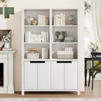 Bibliothèque haute de 179,5 cm avec portes et étagère réglable, bibliothèque double de 5 niveaux avec armoire et double rangement, étagère en bois style ferme