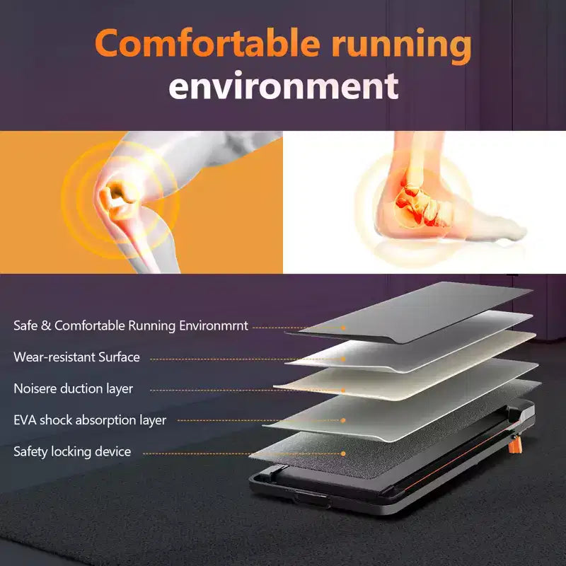 Tapis de marche KERDOM Under Desk, tapis roulant portable pour la maison et le bureau, tapis de marche 2 en 1 avec télécommande, capacité de 158 kg, tapis de course 2,5 CV avec LED
