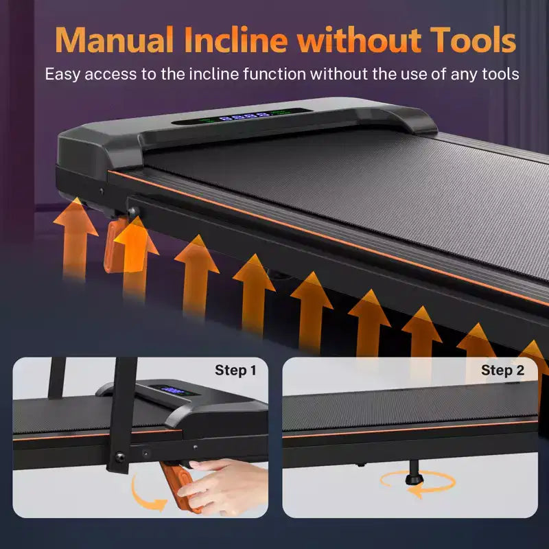 Tapis de marche KERDOM Under Desk, tapis roulant portable pour la maison et le bureau, tapis de marche 2 en 1 avec télécommande, capacité de 158 kg, tapis de course 2,5 CV avec LED
