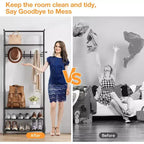 4-in-1 Hall Tree with Bench and Shoe Storage, Entryway Coat Rack with Hooks, Shelf, and Metal Frame Organizer