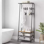 4-in-1 Hall Tree with Bench and Shoe Storage, Entryway Coat Rack with Hooks, Shelf, and Metal Frame Organizer