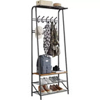 4-in-1 Hall Tree with Bench and Shoe Storage, Entryway Coat Rack with Hooks, Shelf, and Metal Frame Organizer