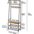 4-in-1 Hall Tree with Bench and Shoe Storage, Entryway Coat Rack with Hooks, Shelf, and Metal Frame Organizer