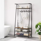 4-in-1 Hall Tree with Bench and Shoe Storage, Entryway Coat Rack with Hooks, Shelf, and Metal Frame Organizer
