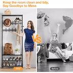 4-in-1 Hall Tree with Bench and Shoe Storage, Entryway Coat Rack with Hooks, Shelf, and Metal Frame Organizer