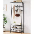 4-in-1 Hall Tree with Bench and Shoe Storage, Entryway Coat Rack with Hooks, Shelf, and Metal Frame Organizer