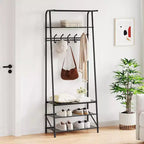 4-in-1 Hall Tree with Bench and Shoe Storage, Entryway Coat Rack with Hooks, Shelf, and Metal Frame Organizer