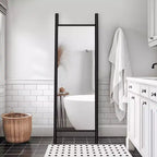 MAYEERTY Miroir pleine longueur en bois massif échelle rectangulaire noyer 63x24x1in sans support