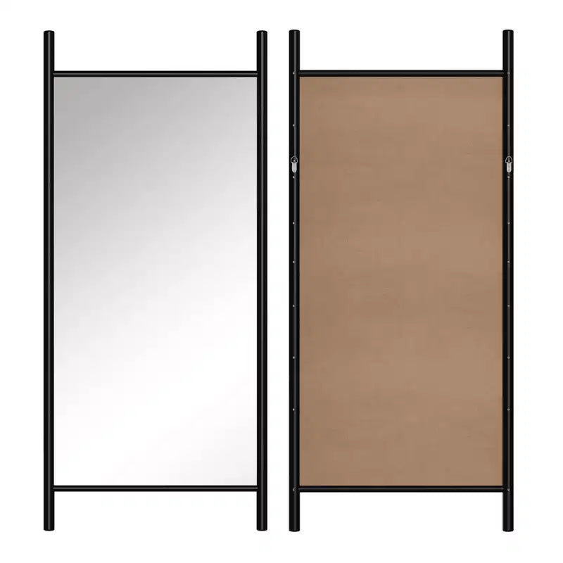 MAYEERTY Miroir pleine longueur en bois massif échelle rectangulaire noyer 63x24x1in sans support