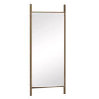 MAYEERTY Miroir pleine longueur en bois massif échelle rectangulaire noyer 63x24x1in sans support