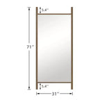 MAYEERTY Miroir pleine longueur en bois massif échelle rectangulaire noyer 63x24x1in sans support