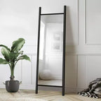 MAYEERTY Miroir pleine longueur en bois massif échelle rectangulaire noyer 63x24x1in sans support
