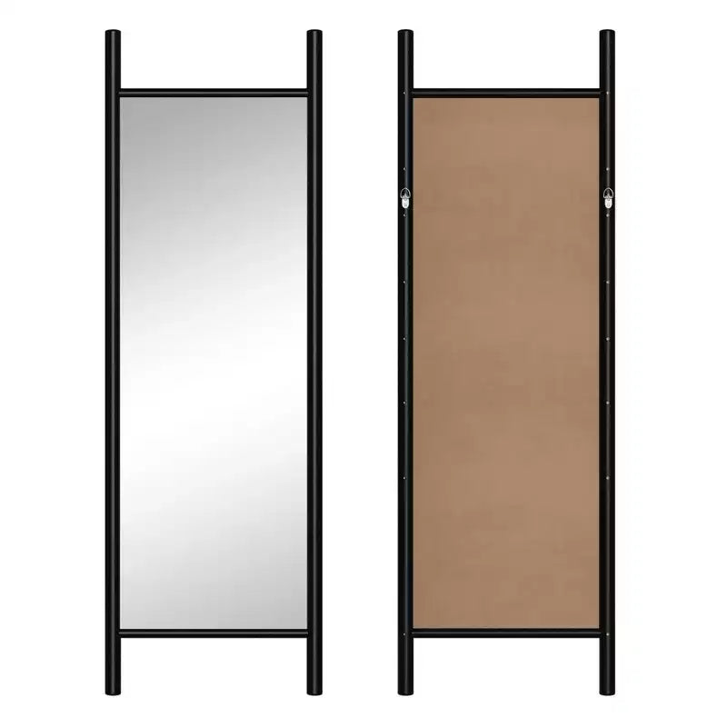 MAYEERTY Miroir pleine longueur en bois massif échelle rectangulaire noyer 63x24x1in sans support