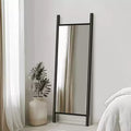 MAYEERTY Full-Length Mirror Solid Wood Ladder Rectangle Walnut 63x24x1in No Stand