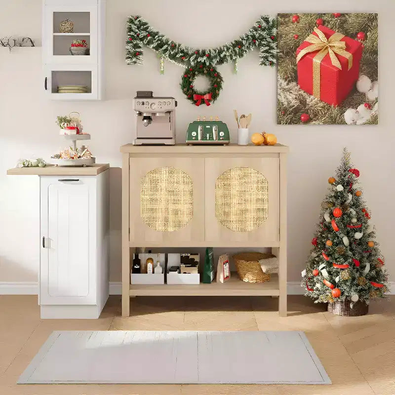 Table console de ferme COZONY avec rangement à 2 portes et étagère, table de canapé rustique pour entrée, bar à café pour salon