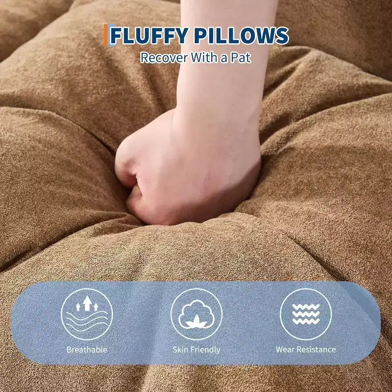 Lit de luxe pour chien Acekool en chenille 5 positions réglable et pliable avec oreillers moelleux, grande chaise longue pour humains et animaux de compagnie