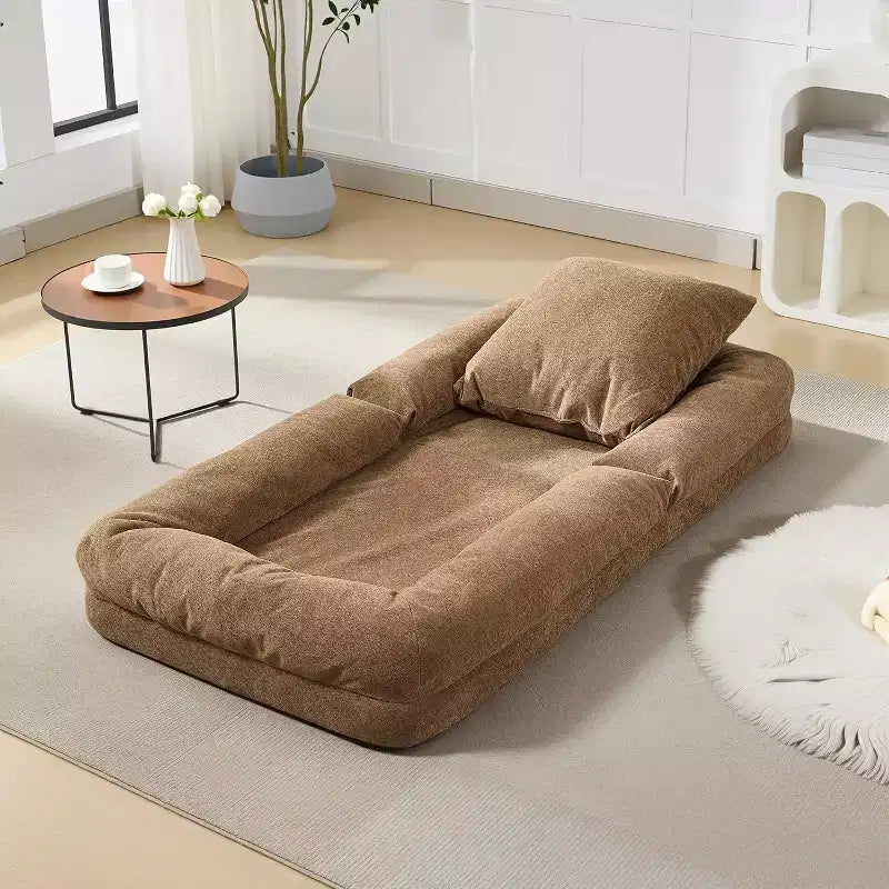 Lit de luxe pour chien Acekool en chenille 5 positions réglable et pliable avec oreillers moelleux, grande chaise longue pour humains et animaux de compagnie