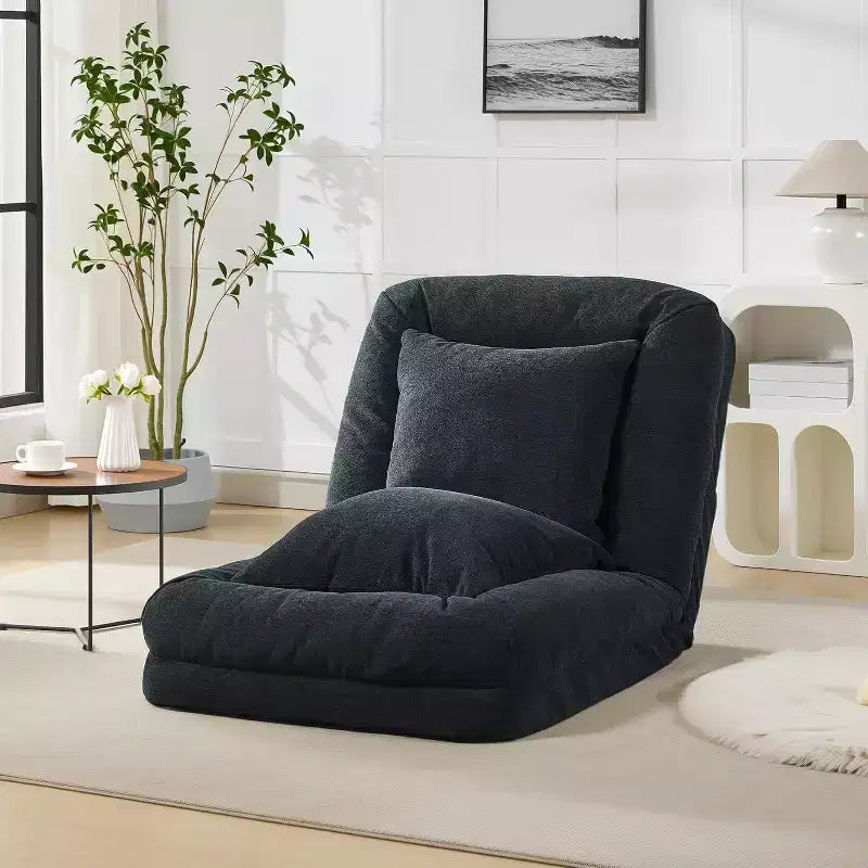 Lit de luxe pour chien Acekool en chenille 5 positions réglable et pliable avec oreillers moelleux, grande chaise longue pour humains et animaux de compagnie