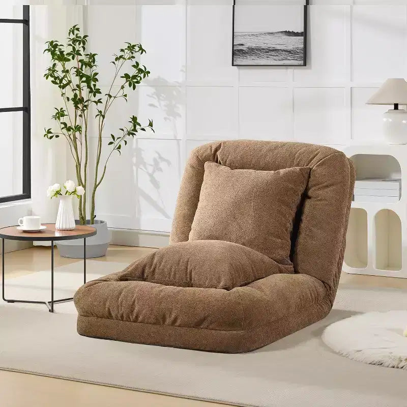 Lit de luxe pour chien Acekool en chenille 5 positions réglable et pliable avec oreillers moelleux, grande chaise longue pour humains et animaux de compagnie