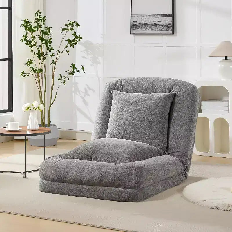 Lit de luxe pour chien Acekool en chenille 5 positions réglable et pliable avec oreillers moelleux, grande chaise longue pour humains et animaux de compagnie