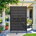 MAYEERTY Outdoor Metal Privacy Screen 6ft  4ft Black, 6-Panel Wide-Narrow Louvered Galvanized Iron for Garden