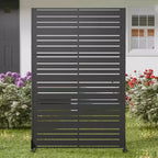 MAYEERTY Brise-vue extérieur en métal 1,8 m 1,2 m noir, en fer galvanisé à persiennes larges et étroites à 6 panneaux pour jardin