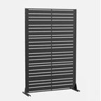 MAYEERTY Brise-vue extérieur en métal 1,8 m 1,2 m noir, en fer galvanisé à persiennes larges et étroites à 6 panneaux pour jardin