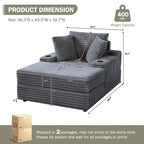Oversized Chaise Lounge Chair Indoor with Storage Ottoman, Upholstered Corduroy Sofa Bed Cloud Couch with 3 Pillows for Living Room, Bedroom