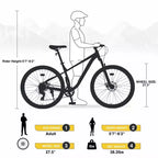 NAYSAYE 27.5 Inch 8 Speed Mountain Bike with Front Suspension and Steel Frame for All Terrain Adventures, Yellow, 68.5*27.1*40.55
