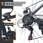 NAYSAYE Vélo VTT 27,5 pouces 21 vitesses avec suspension avant pour hommes, femmes, garçons et filles, gris, 68,8*26,37*39,37