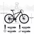 NAYSAYE Vélo VTT 27,5 pouces 21 vitesses avec suspension avant pour hommes, femmes, garçons et filles, vert, 68,8*26,37*39,37
