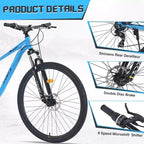 NAYSAYE 29 Inch Mountain Bike 8 Speed Steel Frame with Front Suspension for Adults and Youth, Blue, 70.8*27.1*41.7