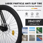 NAYSAYE Bicycle 26 Inch Steel Frame Mountain Bike 21 Speed with Shock Fork and Disc Brakes for Unisex, Black and Orange, 55.91*7.88*28.74