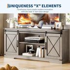 TV Stand for 65 inch Entertainment Center with Sliding Barn Doors and Storage ,TV Media Console Table With Adjustable Shelf for Living Room