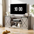 TV Stand for 65 inch Entertainment Center with Sliding Barn Doors and Storage ,TV Media Console Table With Adjustable Shelf for Living Room