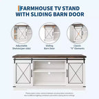 TV Stand for 65 inch Entertainment Center with Sliding Barn Doors and Storage ,TV Media Console Table With Adjustable Shelf for Living Room
