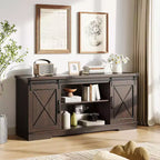 TV Stand for 65 inch Entertainment Center with Sliding Barn Doors and Storage ,TV Media Console Table With Adjustable Shelf for Living Room