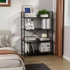 4 Tier Bookshelf, Metal Frame Bookcase, Industrial Wood Bookshelf Books Storage Rack Shelves for Home Office Living Room, 14D x 29.5W x 45H