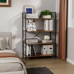 Étagère à 4 niveaux, bibliothèque à cadre métallique, étagère à livres industrielle en bois, étagères de rangement pour la maison, le bureau, le salon, 14P x 29,5L x 45H