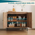 Acekool Lot de 2 bahuts en rotin avec étagères réglables, buffets de rangement style ferme avec portes tissées, marron