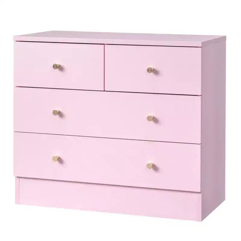 Commode Karl Home à 4 tiroirs en panneaux de particules roses, 66 cm de large