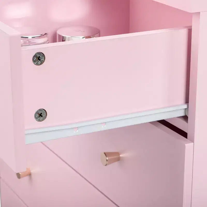 Commode Karl Home à 4 tiroirs en panneaux de particules roses, 66 cm de large