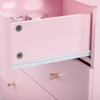 Commode Karl Home à 4 tiroirs en panneaux de particules roses, 66 cm de large