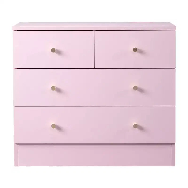 Commode Karl Home à 4 tiroirs en panneaux de particules roses, 66 cm de large