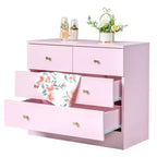 Commode Karl Home à 4 tiroirs en panneaux de particules roses, 66 cm de large