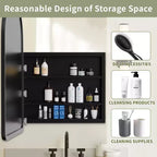 MAYEERTY 24 x 35,8 po Armoires de salle de bain murales modernes en forme d'arche, miroir mural avec rangement à cadre métallique, Noir